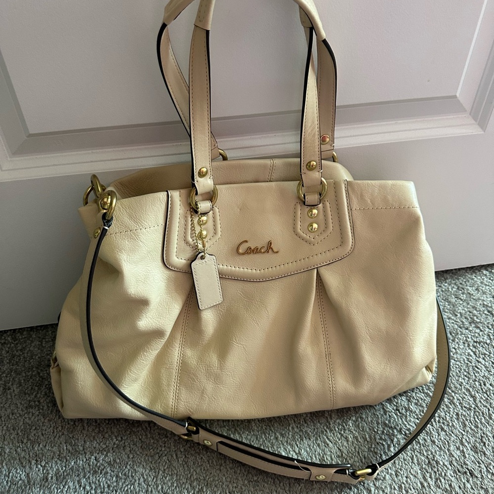 Coach Cream Shoulder Bag with Gold Hardware